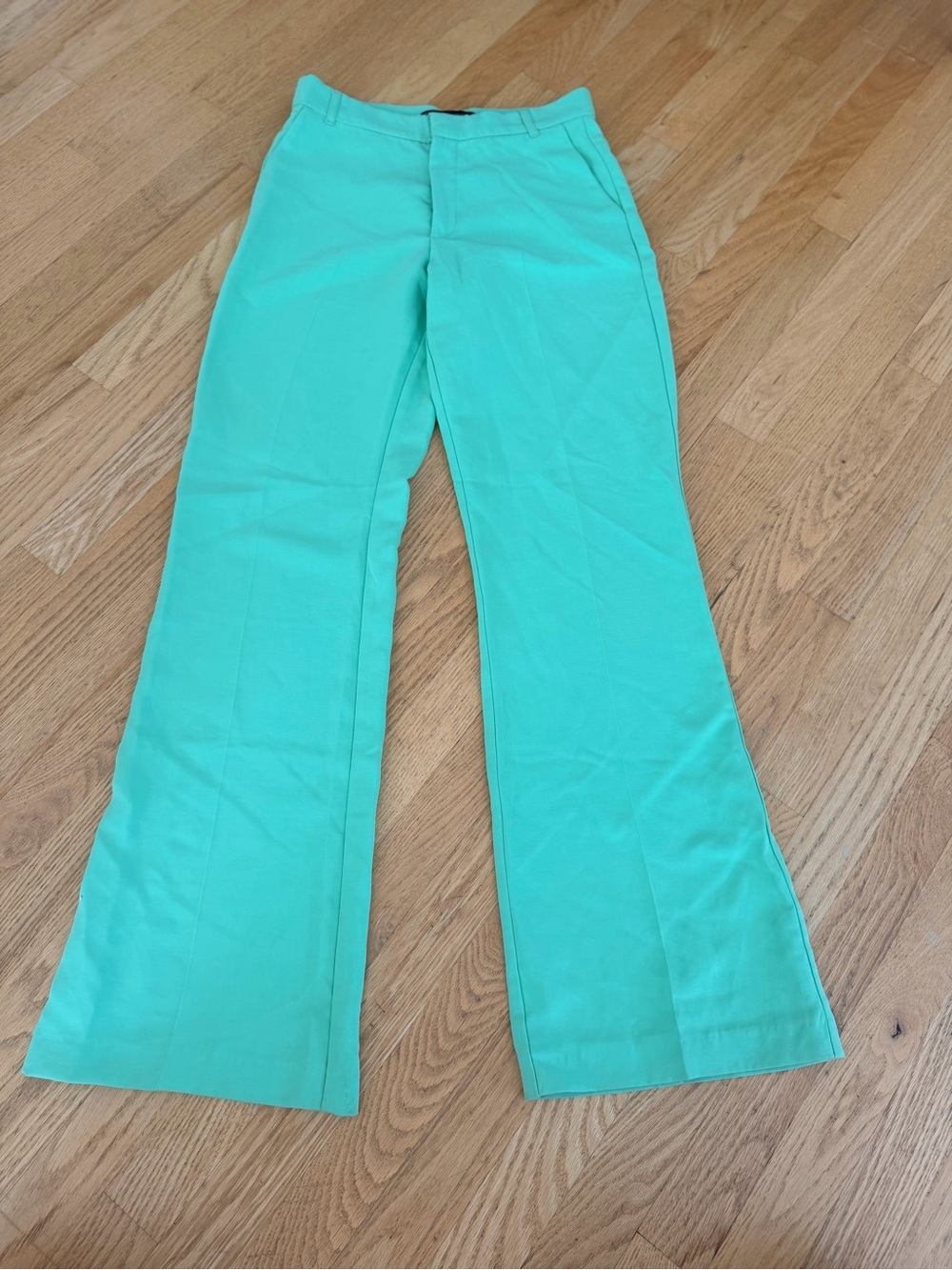 Ladies Size Small "Zara" Mint Green High-Rise Trousers GUC